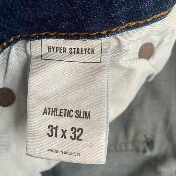 Express Mens Hyper Stretch Athletic Slim Jeans 31x32 Denim Blue - Picture 4 of 11